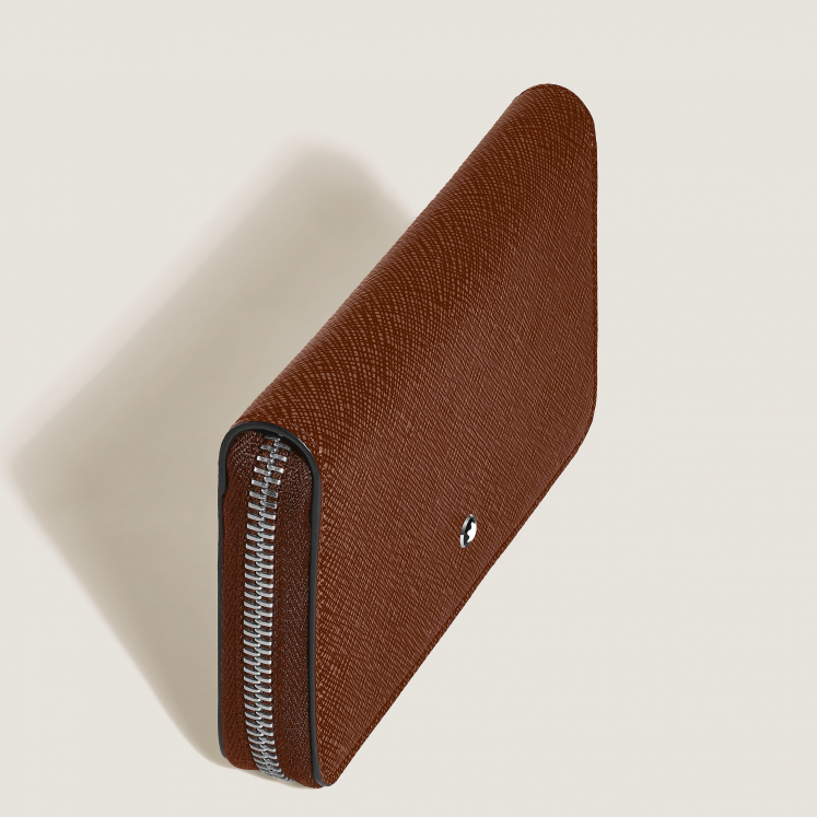 Portefeuille Continental Moyen 12cc Zippé en Cuir Sartorial