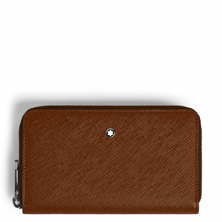 Portefeuille Continental Moyen 12cc Zippé en Cuir Sartorial