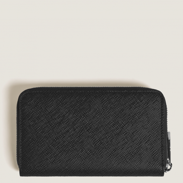 Portefeuille Continental Moyen 12cc Zippé en Cuir Sartorial