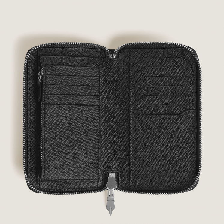 Portefeuille Continental Moyen 12cc Zippé en Cuir Sartorial