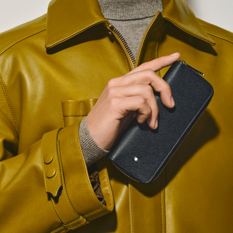 Étui pour 2 Instruments d'Écriture Zippé en Cuir Sartorial