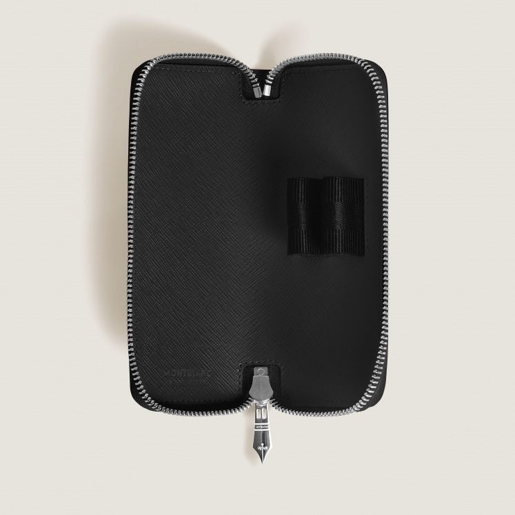 Étui pour 2 Instruments d'Écriture Zippé en Cuir Sartorial