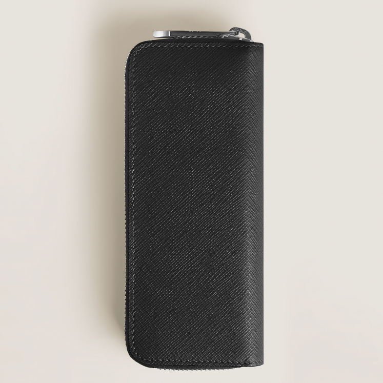 Étui pour 2 Instruments d'Écriture Zippé en Cuir Sartorial