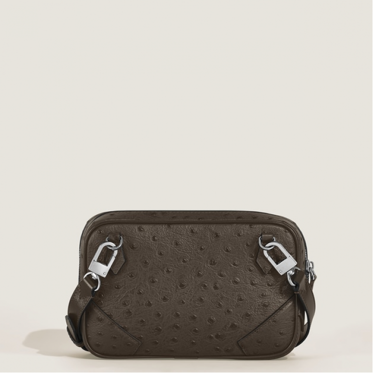 Sac à Bandoulière Mini Modèle en Cuir Imprimé Autruche