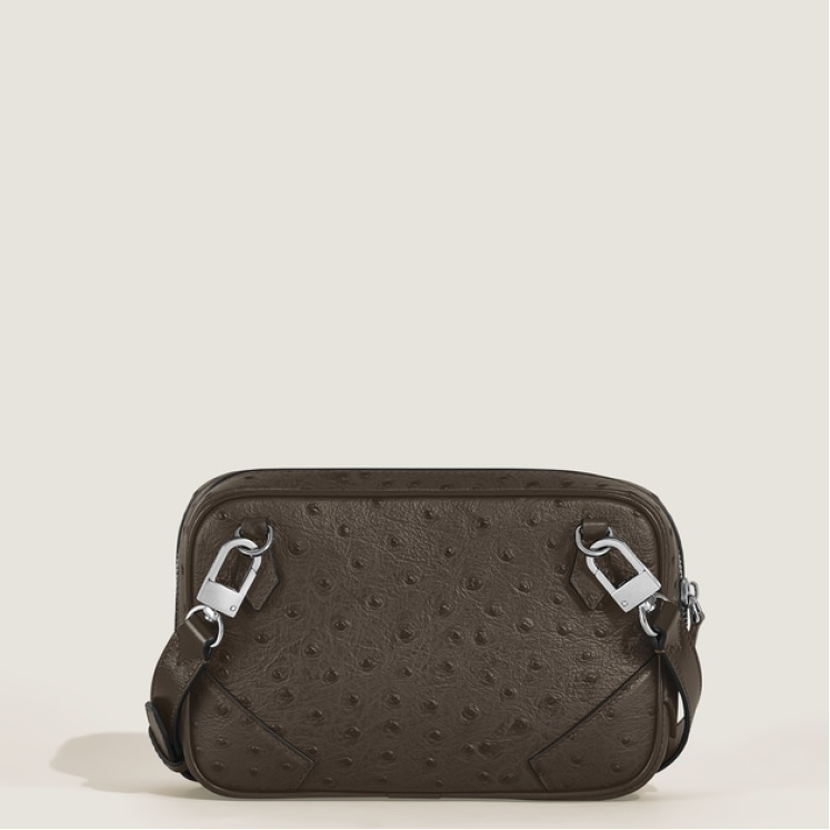 Sac à Bandoulière Mini Modèle en Cuir Imprimé Autruche
