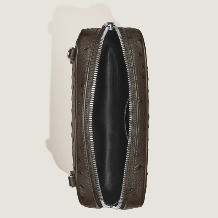 Sac à Bandoulière Mini Modèle en Cuir Imprimé Autruche