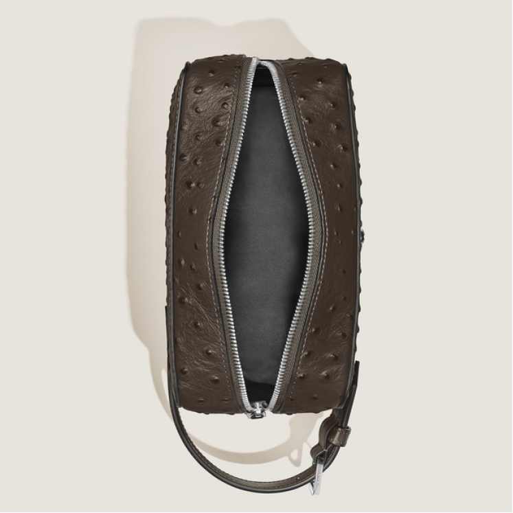 Trousse de Toilette en Cuir Embossé Autruche
