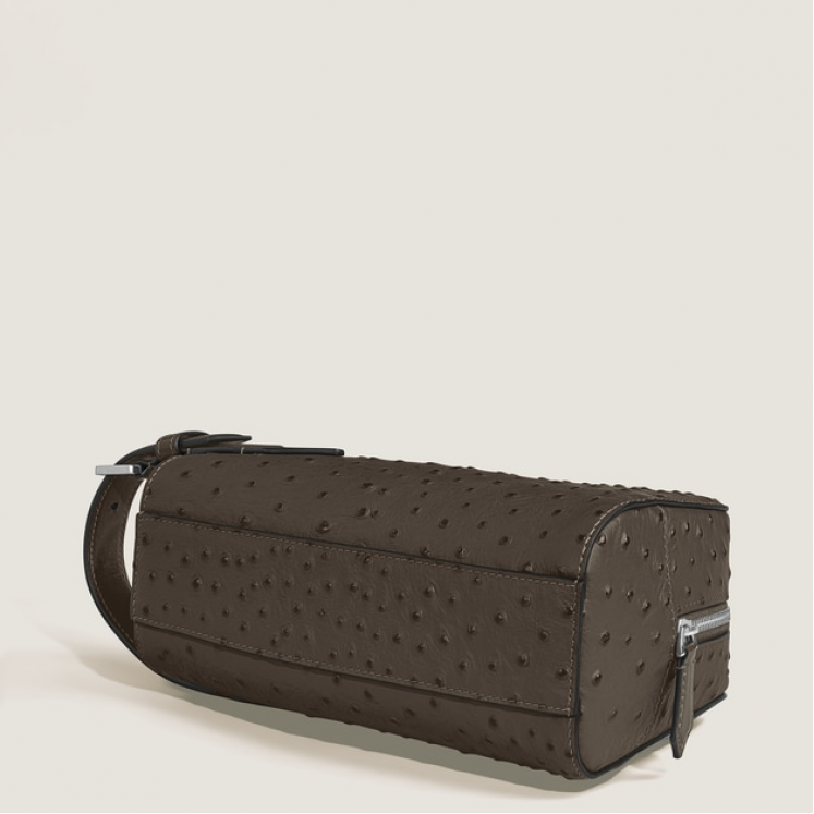 Trousse de Toilette en Cuir Embossé Autruche