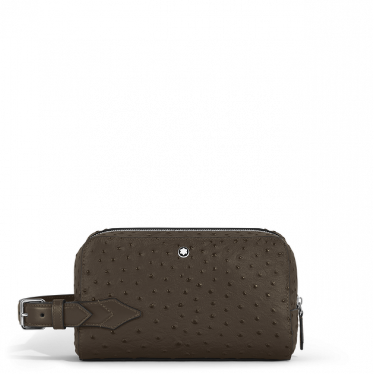 Trousse de Toilette en Cuir Embossé Autruche
