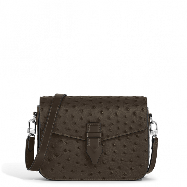 Sac à Bandoulière en Cuir Embossé Autruche