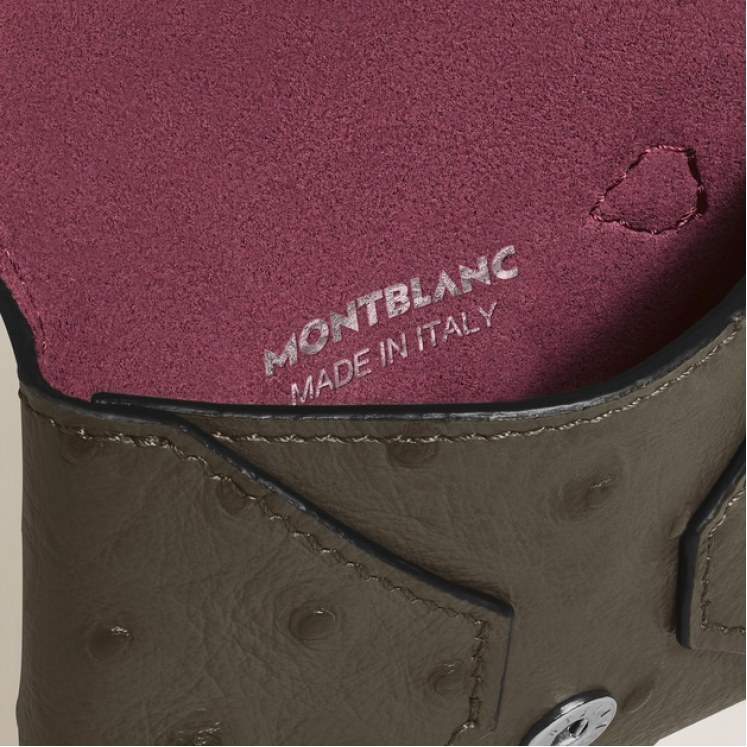 Porte-Cartes Plume avec Poignée en Cuir Embossé Autruche