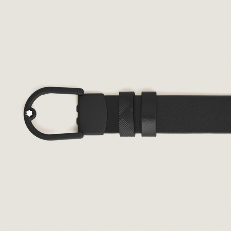 Ceinture réversible boucle fer à cheval de 30 mm en cuir noir/noir