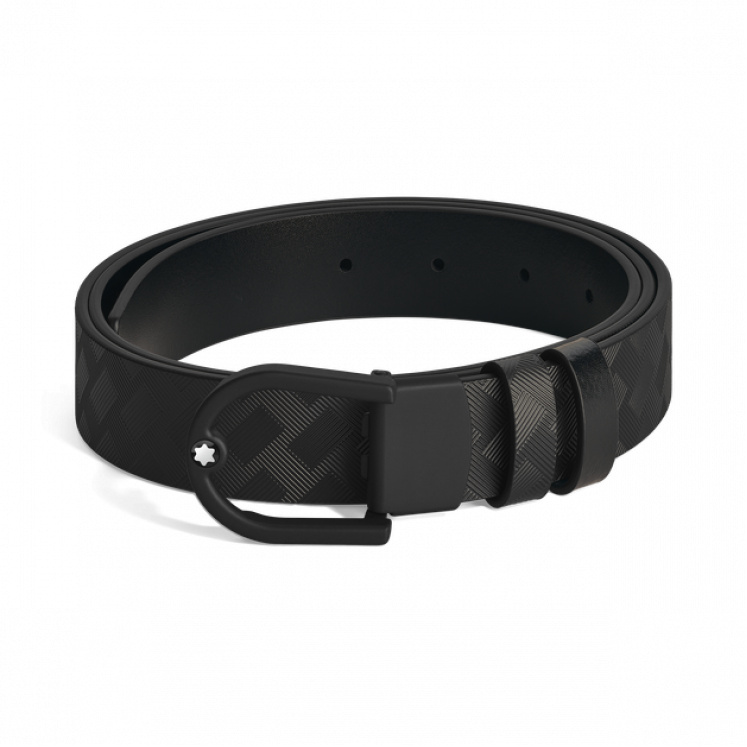 Ceinture réversible boucle fer à cheval de 30 mm en cuir noir/noir