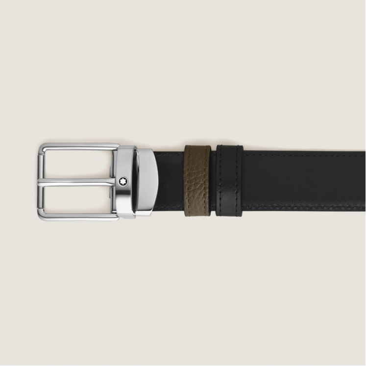 Ceinture réversible à boucle Everyday de 30 mm en cuir kaki/noir