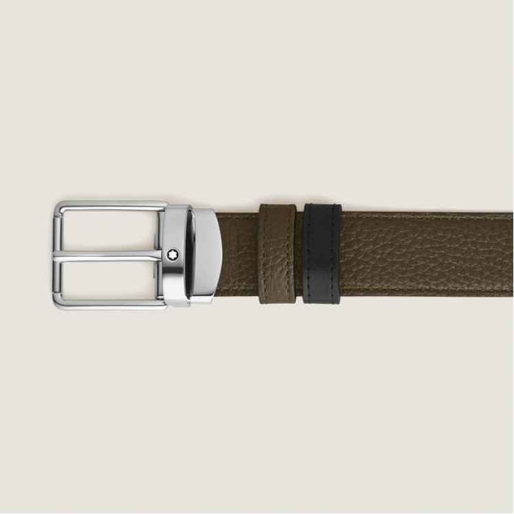 Ceinture réversible à boucle Everyday de 30 mm en cuir kaki/noir