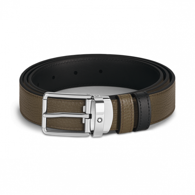 Ceinture réversible à boucle Everyday de 30 mm en cuir kaki/noir