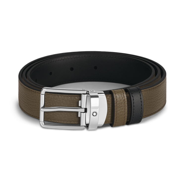 Ceinture réversible à boucle Everyday de 30 mm en cuir kaki/noir