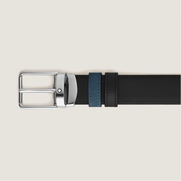 Ceinture réversible à boucle Everyday de 30 mm en cuir bleu velours/noir