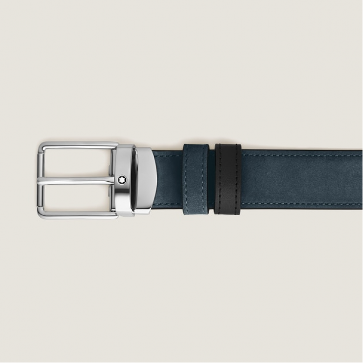 Ceinture réversible à boucle Everyday de 30 mm en cuir bleu velours/noir