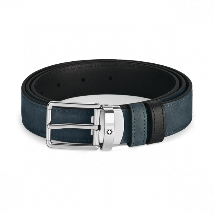 Ceinture réversible à boucle Everyday de 30 mm en cuir bleu velours/noir