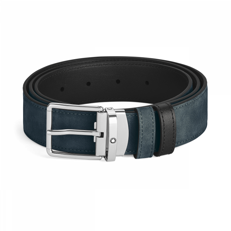 Ceinture réversible à boucle Everyday de 35 mm en cuir bleu velours/noir