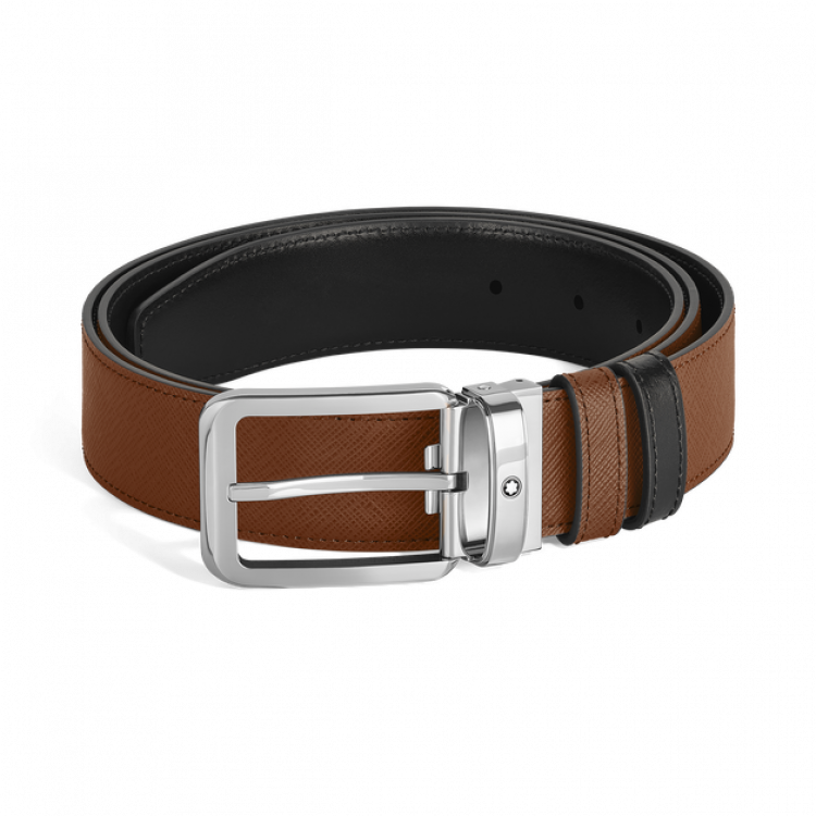 Ceinture r&eacute;versible &agrave; boucle rectangulaire de 35&nbsp;mm en cuir fauve/noir