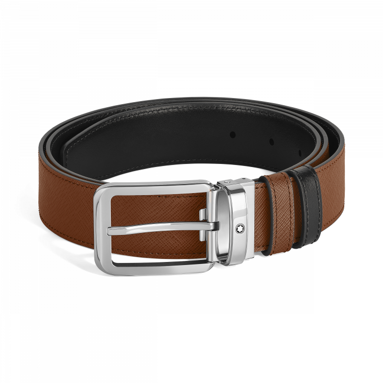 Ceinture réversible à boucle rectangulaire de 30 mm en cuir fauve/noir