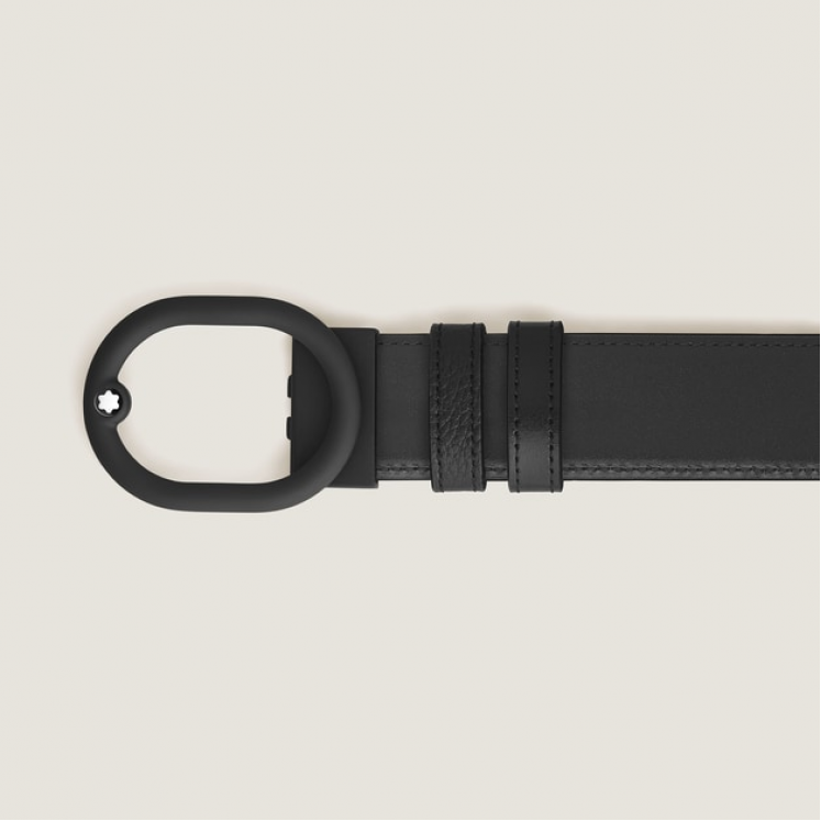 Ceinture réversible à boucle L’Ovale de 35 mm en cuir noir/noir