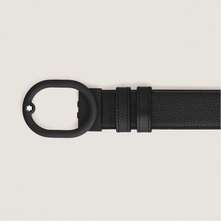 Ceinture réversible à boucle L’Ovale de 35 mm en cuir noir/noir
