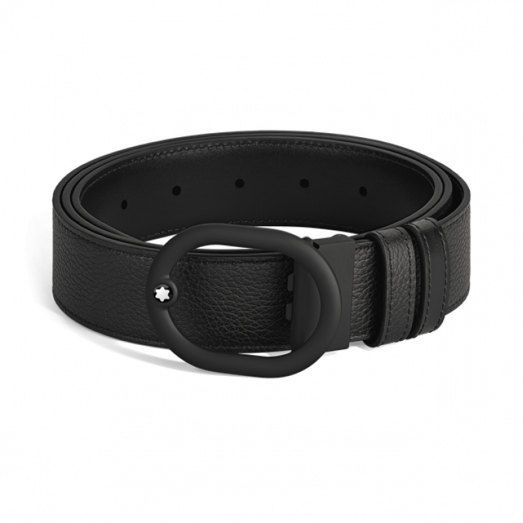 Ceinture réversible à boucle L’Ovale de 35 mm en cuir noir/noir