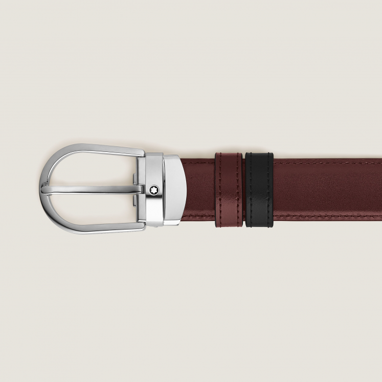 Ceinture réversible à boucle fer à cheval de 30 mm en cuir noir/bordeaux