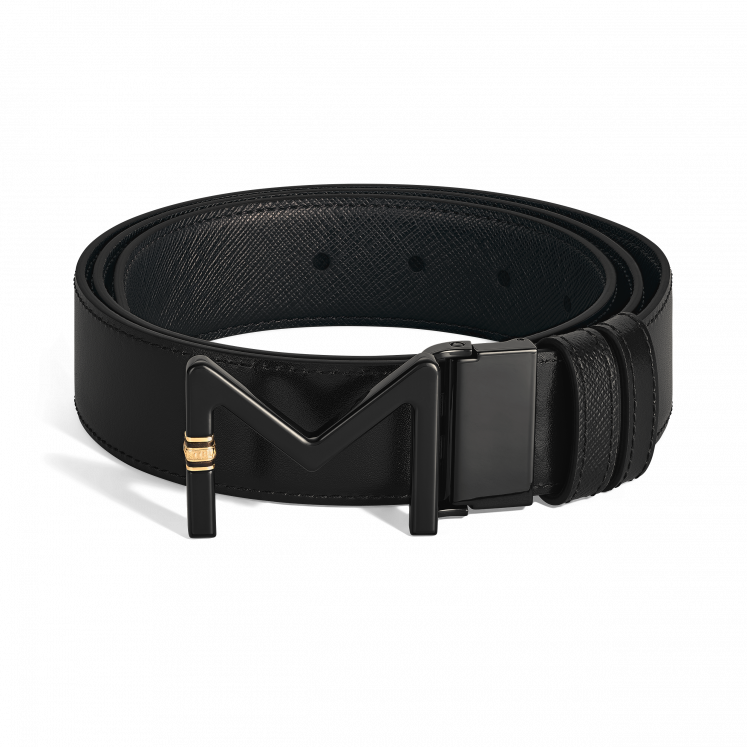 Ceinture réversible à boucle Meisterstück de 35 mm en cuir noir/noir