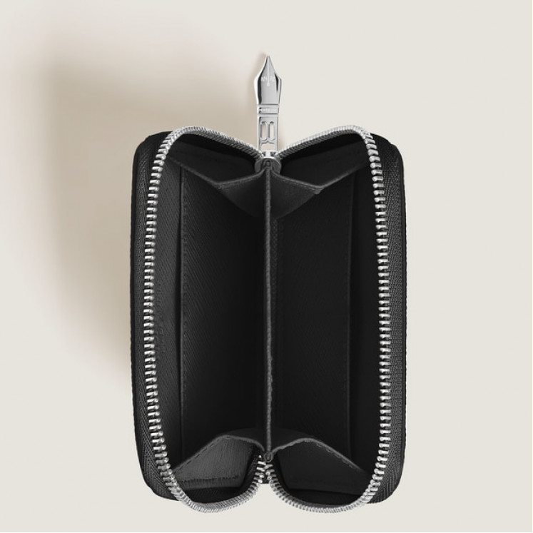 Mini Portefeuille 2cc Zippé en Cuir Sartorial