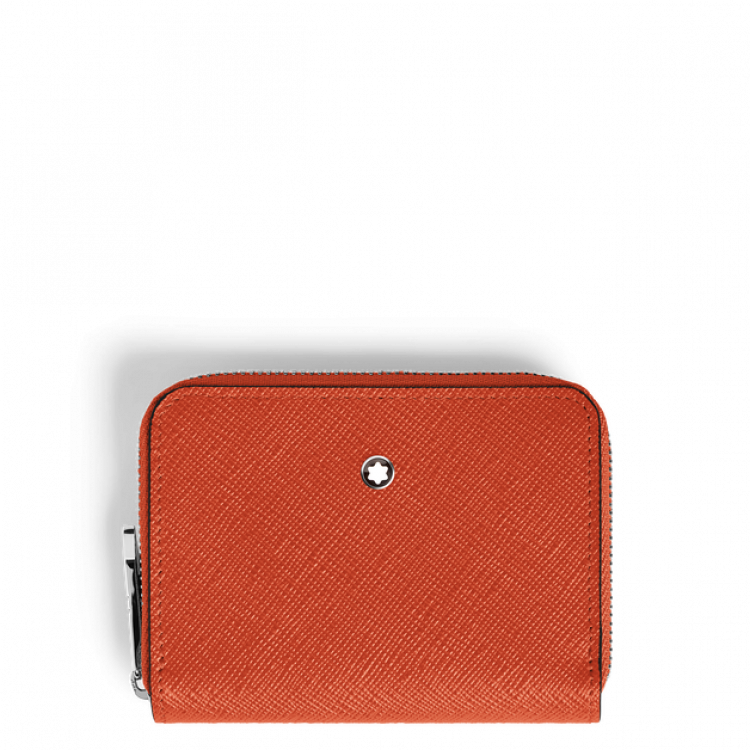 Mini Portefeuille 2cc Zipp&eacute; en Cuir Sartorial