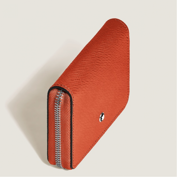 Mini Portefeuille 2cc Zippé en Cuir Sartorial