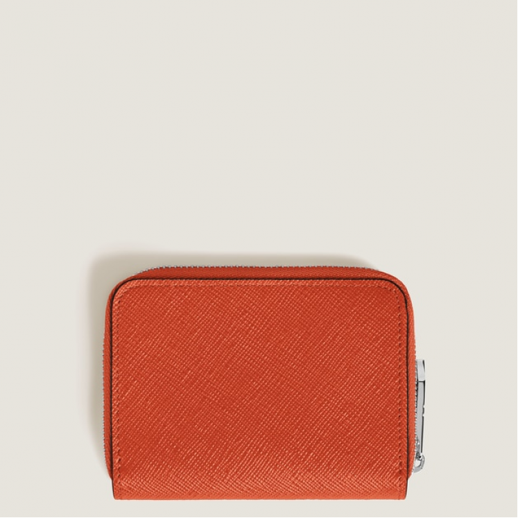 Mini Portefeuille 2cc Zippé en Cuir Sartorial