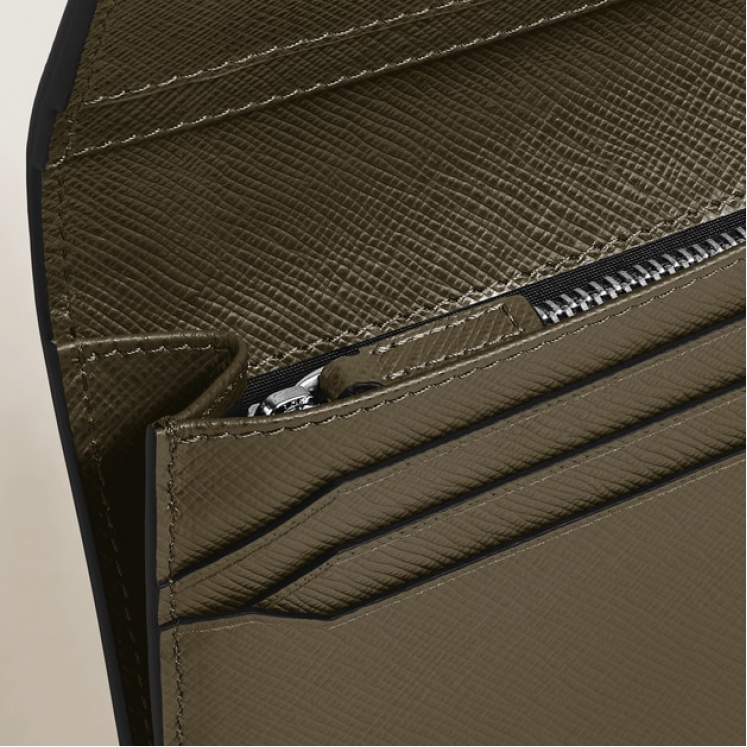 Portefeuille Long 14cc Zippé en Cuir Sartorial
