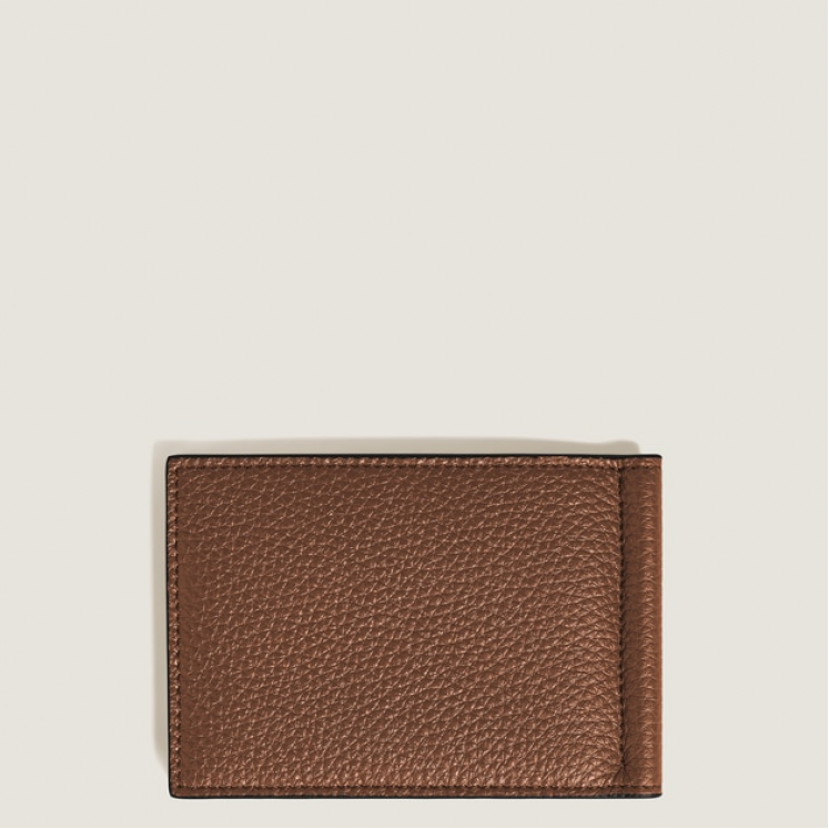 Portefeuille 6cc avec Pince à Billets en Cuir Grainé
