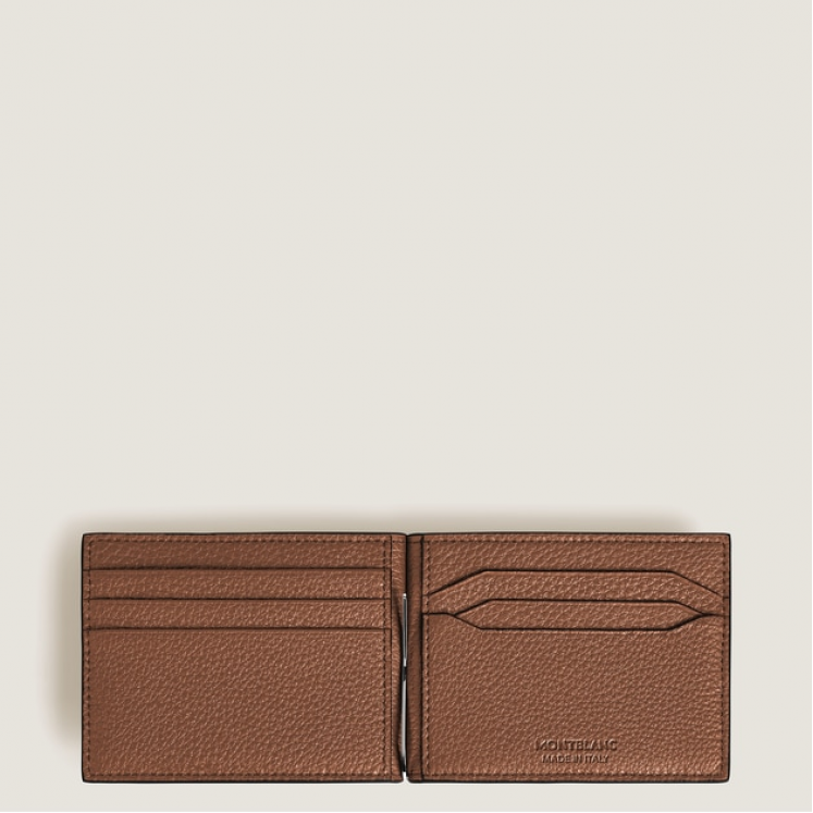 Portefeuille 6cc avec Pince à Billets en Cuir Grainé
