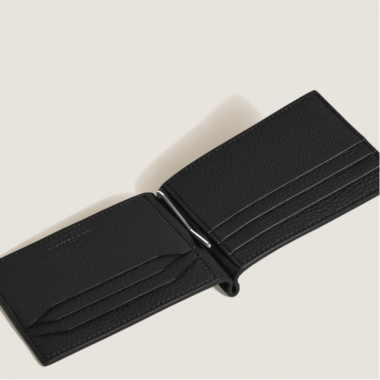 Portefeuille 6cc avec Pince à Billets en Cuir Grainé