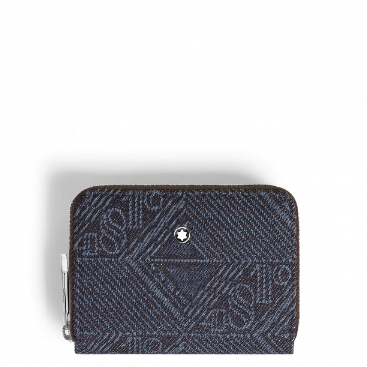 Mini Portefeuille 2cc Zipp&eacute; en Tissu Denim 4810