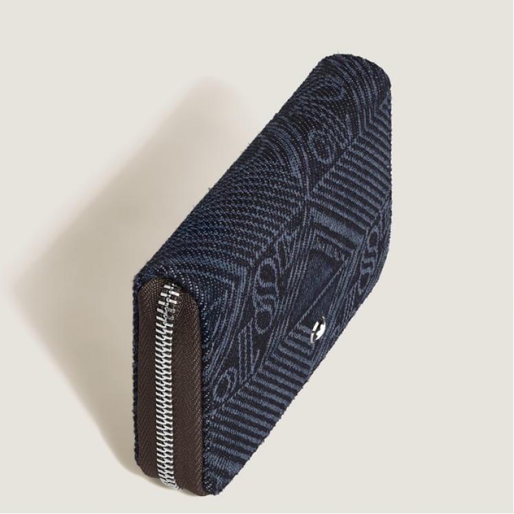 Mini Portefeuille 2cc Zippé en Tissu Denim 4810