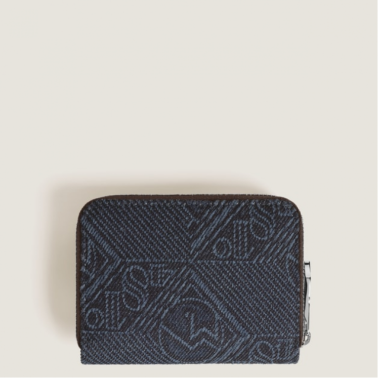Mini Portefeuille 2cc Zippé en Tissu Denim 4810