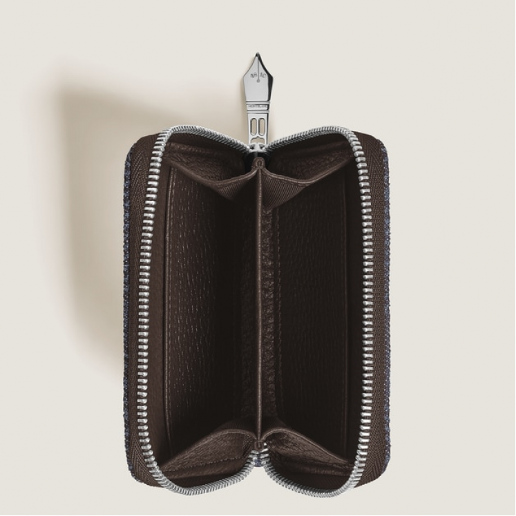 Mini Portefeuille 2cc Zippé en Tissu Denim 4810