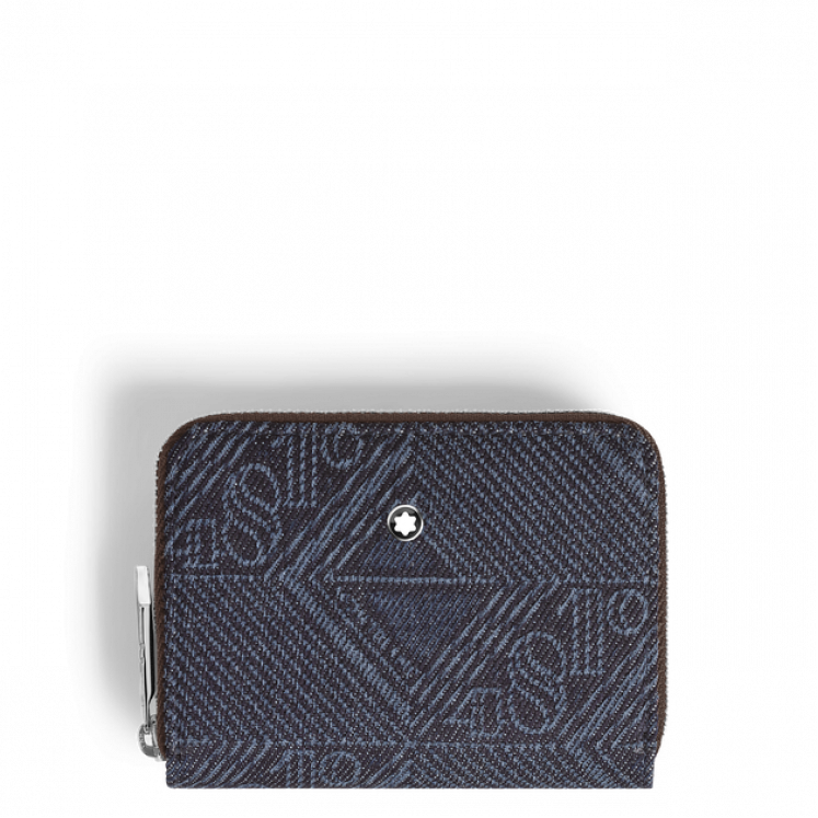 Mini Portefeuille 2cc Zippé en Tissu Denim 4810