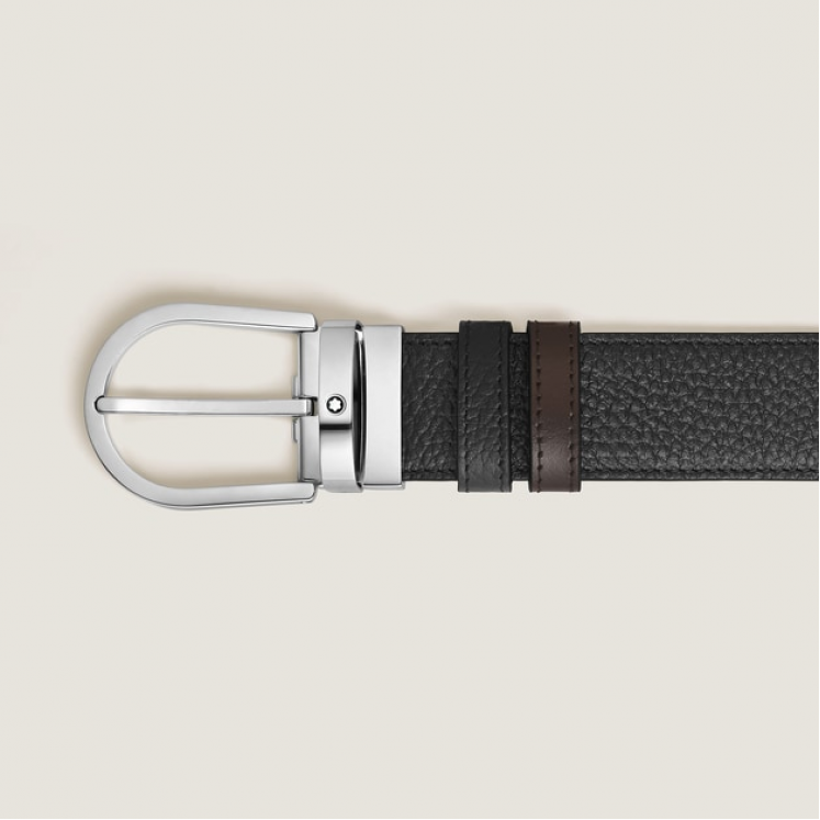 Ceinture Réversible Fer à Cheval 35 mm en Cuir Grainé