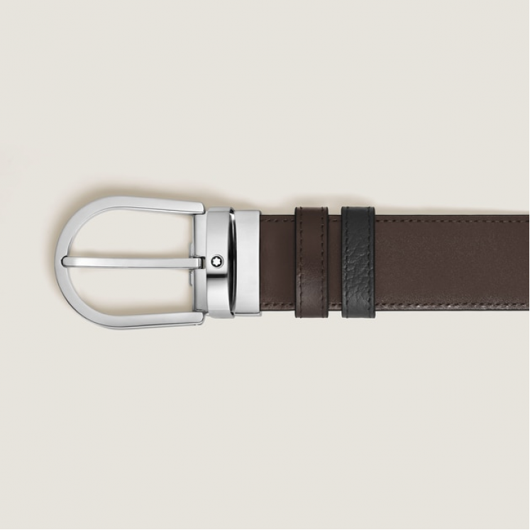Ceinture Réversible Fer à Cheval 35 mm en Cuir Grainé