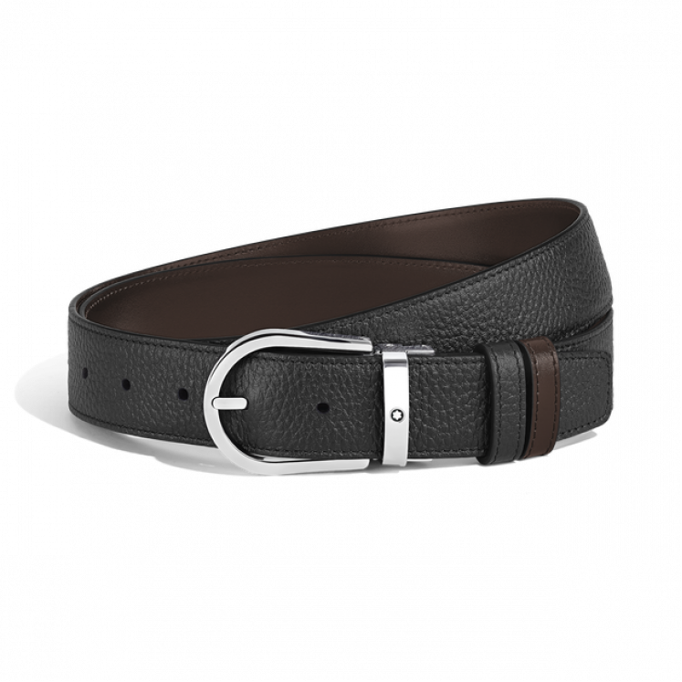Ceinture Réversible Fer à Cheval 35 mm en Cuir Grainé