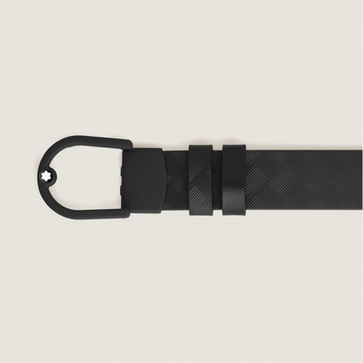 Ceinture réversible boucle fer à cheval de 30 mm en cuir noir/noir