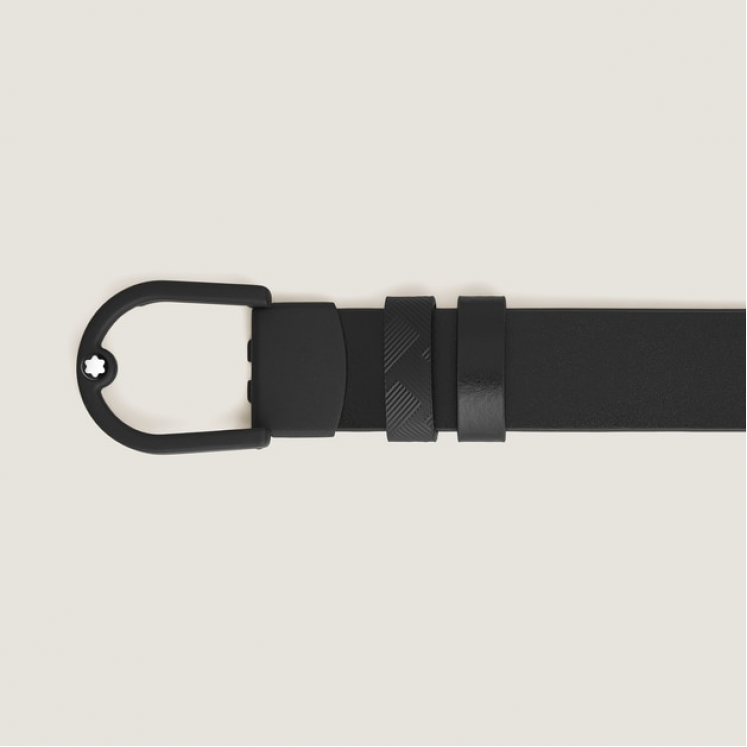 Ceinture réversible boucle fer à cheval de 30 mm en cuir noir/noir